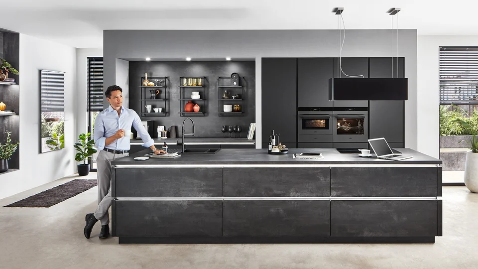 Nobilia Laser Front 463 Black Concrete Reproduction